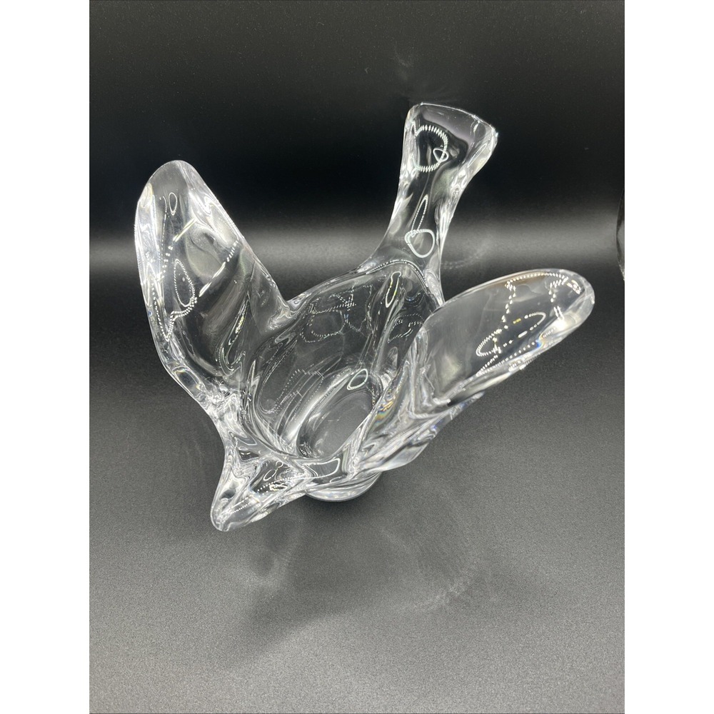 Vintage Clear Art Glass Bird Shaped Pipe Holder, Trinket Dish, Candy Dish
